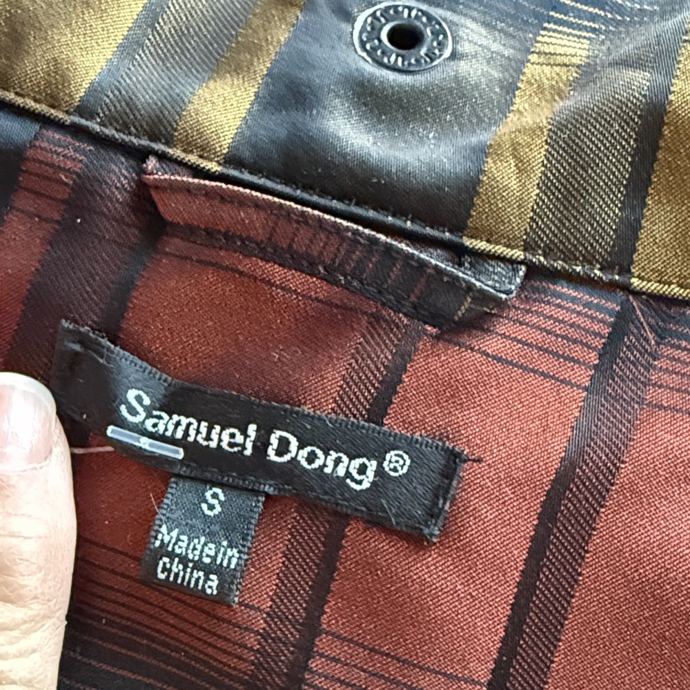 Samuel Dong Classic Bubble Dress Trench Coat in Plaid Floral Brocade Small - Picture 11 of 11